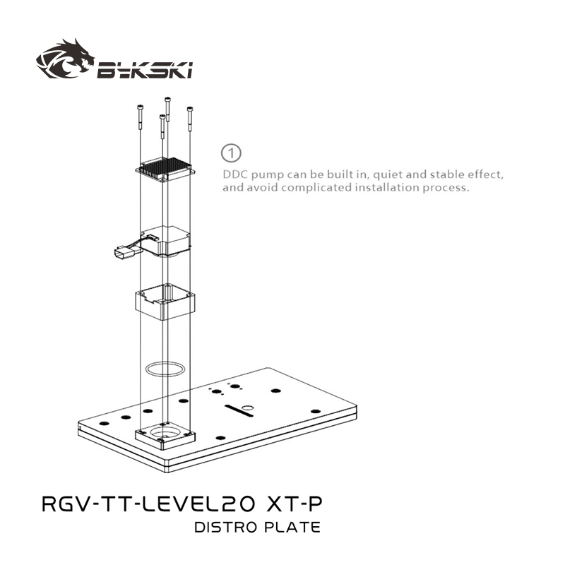 Distro Plate Ddc Pump Combo - Bykski RGV-TT-LEVEL20XT-P Akrylowa Płyta Dystrybucyjna /